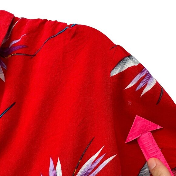 Vintage So What! Of California Floral Red Button Hawaiian Shirt Girls Large - Picture 3 of 6